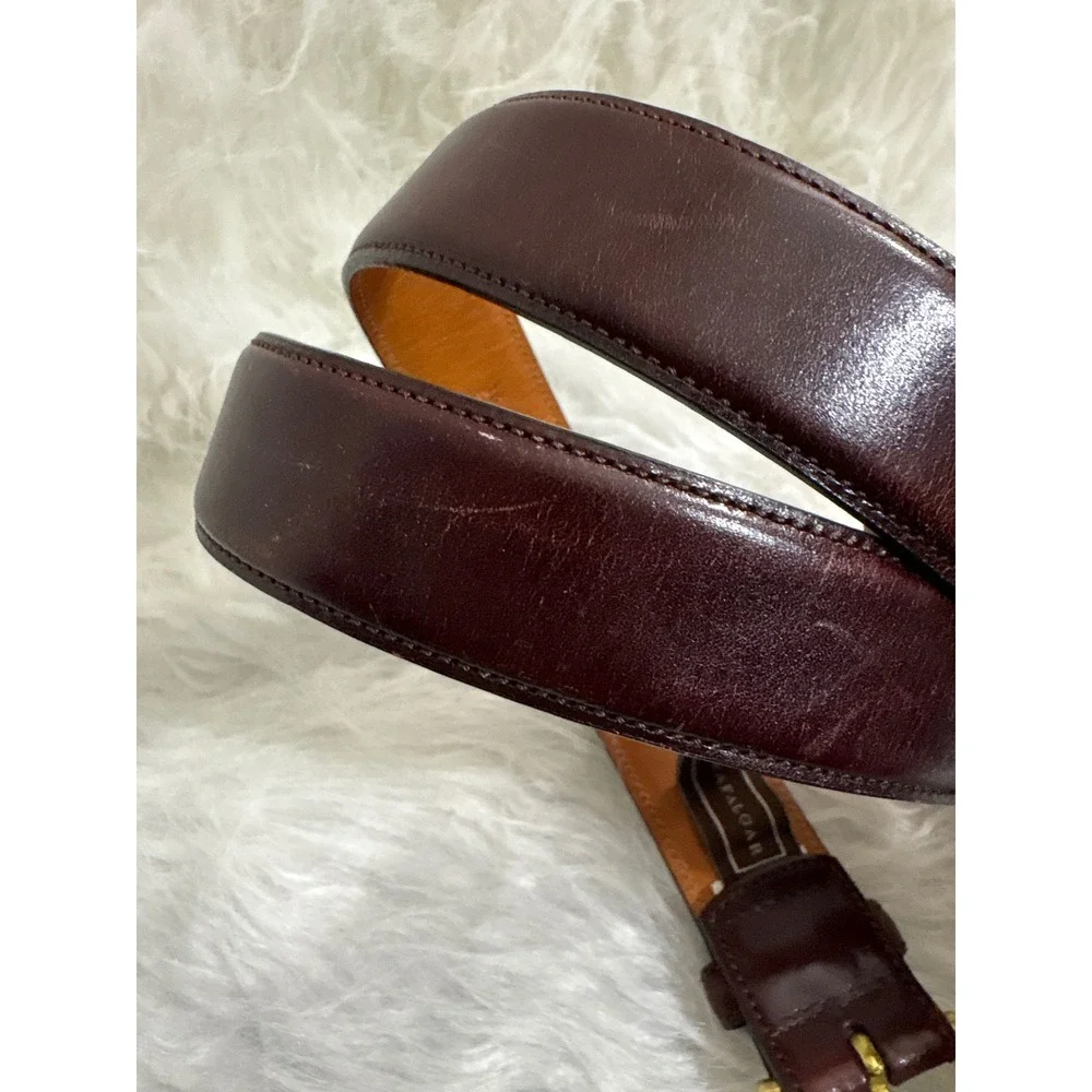 Trafalgar Cortina Burgundy Hand Polished Leather Belt Brass Buckle 36